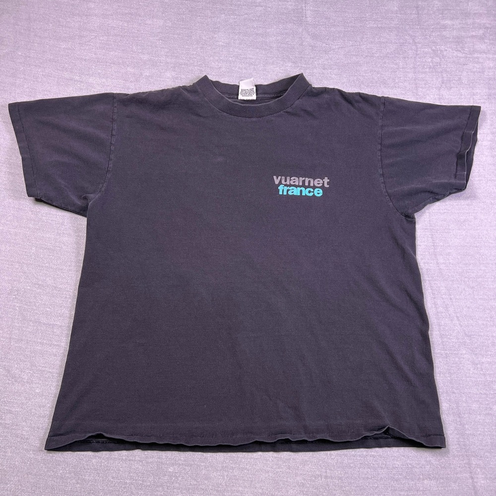 Vuarnet France Vintage Graphic T Shirt Mens XL Black 90s Single Stitch - Picture 3 of 11